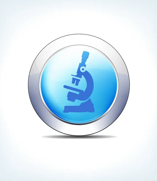 Blue Icon Button Microscop, Rezultate, Healthcare & Pharma — Vector de stoc