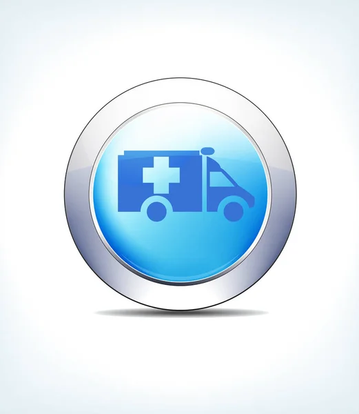 Mavi kutsal kişilerin resmi düğme ambulans, sonuçları, sağlık ve ilaç — Stok Vektör