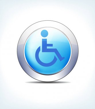 Mavi kutsal kişilerin resmi düğme sakatlar, tekerlekli sandalye, tıbbi yardım, sağlık ve ilaç