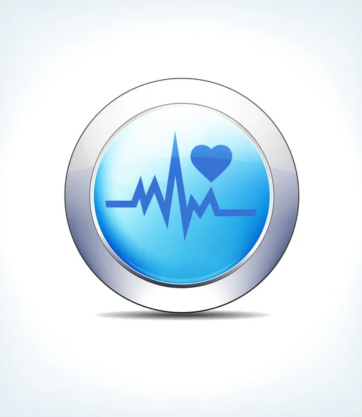 Blue Icon Button Heart beat with Heart Symbol Healthcare & Pharm — Stock Vector