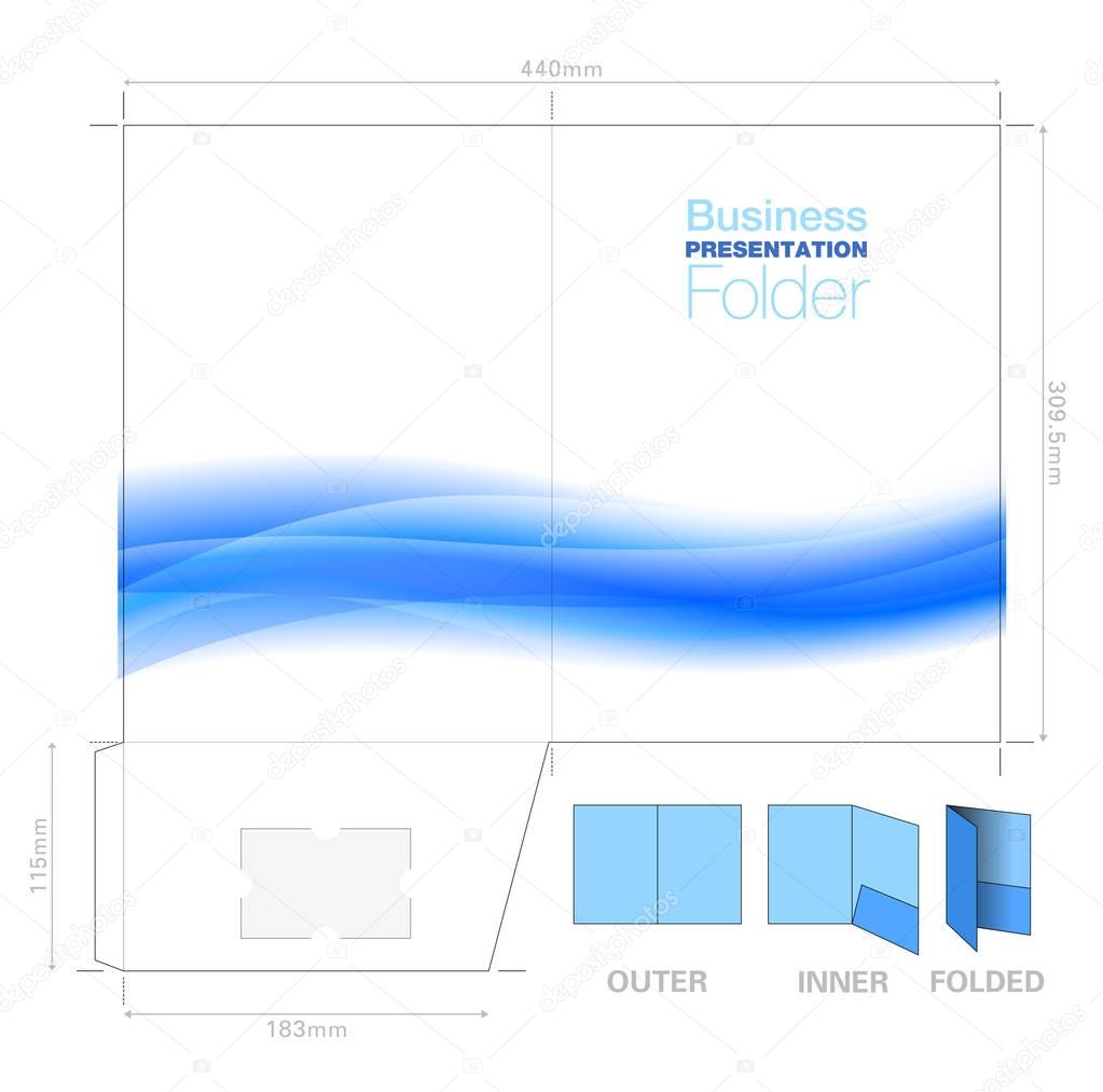 Presentation Folder A4, Template with Flow Background Graphic