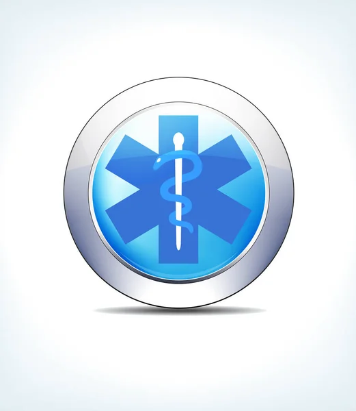 Bouton bleu pâle signe médical, Caduceus, Soins de santé & Pharmaceut — Image vectorielle