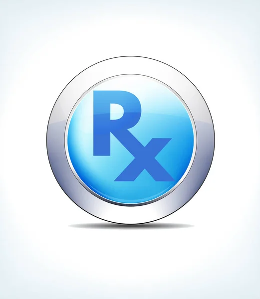 Blado-niebieski przycisk Rx, przepis, recepty opieki zdrowotnej & znajduje się siedem — Wektor stockowy