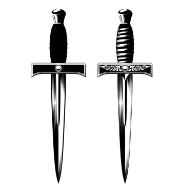 Gotik tarzda çizilmiş bir hançer.