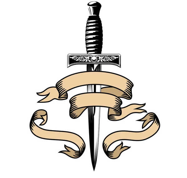 ゴシック様式で描かれた短剣と旗 — ストックベクタ