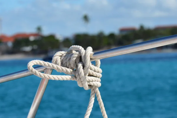 Nodo Corda Sullo Yacht Come Dettaglio Primo Piano — Foto Stock