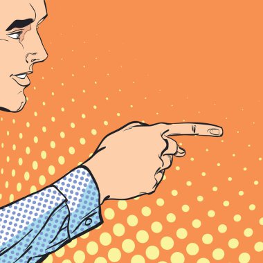 Bir erkek el işaret parmağı ile