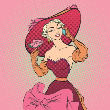 Büyük şapka ile model poz güzel retro