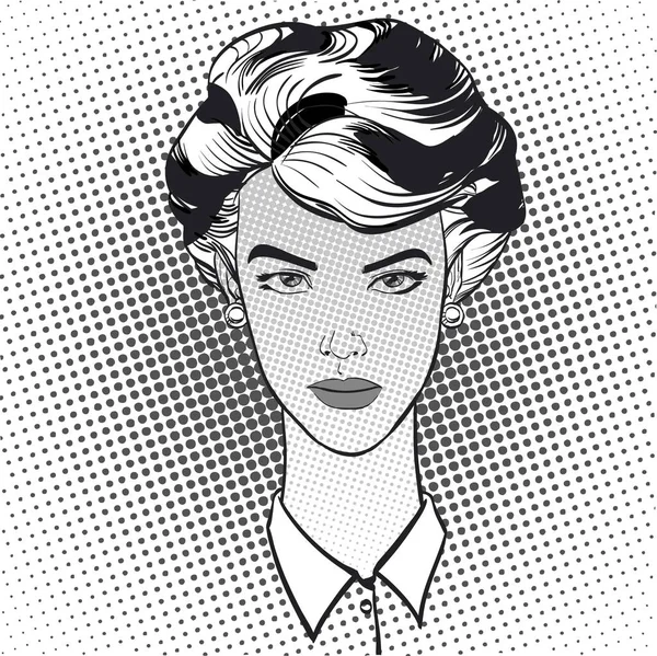 Strict woman with short hair — Stock Vector