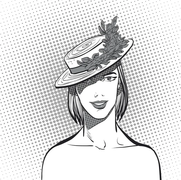 En kvinna i en pillerask hatt — Stock vektor