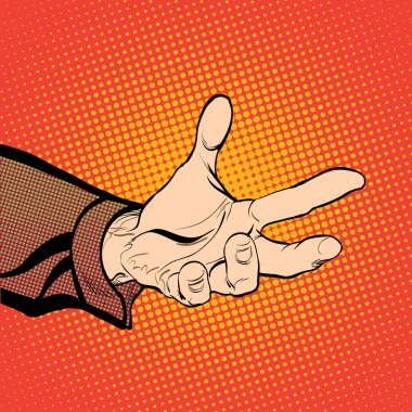 Bir şey için tutan el mans. Adam bir şey talep. Bir şey soran adam. El mans. Uzanarak. Gerektiren bir şey. Noktalı resim arka plan
