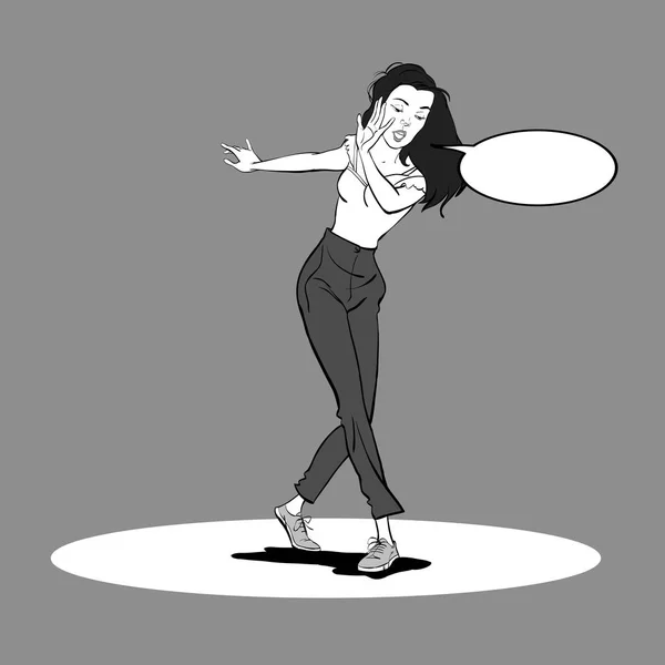 Hermosa mujer bailando Charleston — Vector de stock