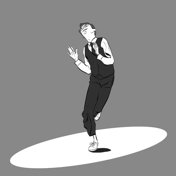 Un uomo che balla Charleston. Illustrazione in stile retrò pop art . — Vettoriale Stock