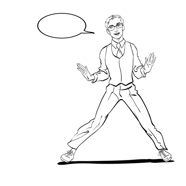 एक माणूस चार्ल्सटन नाचतो. पॉप आर्ट रेट्रो शैली स्पष्टीकरण . — स्टॉक व्हेक्टर