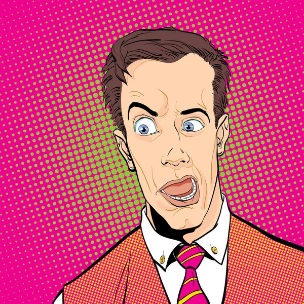 Portrait of surprised man. Surprised businessman. Surprised man. Pop art retro style illustration. People in retro style.