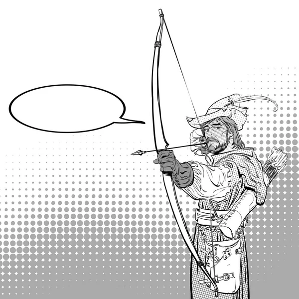 Robin des Bois debout avec arc et flèches. Défenseur des faibles. Légendes  médiévales. Héros de légendes médiévales. Fond demi-teinte . Vecteur par  ©komarova1946@gmail.com 181553688