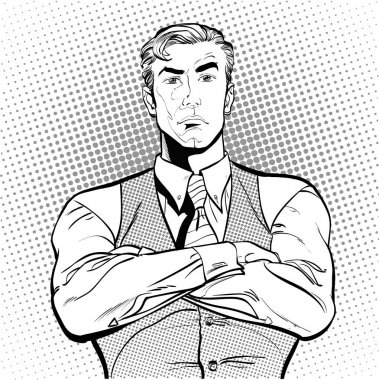 Bir işadamı elleri ile geçti. Kızgın bir iş adamı. Kızgın adam.