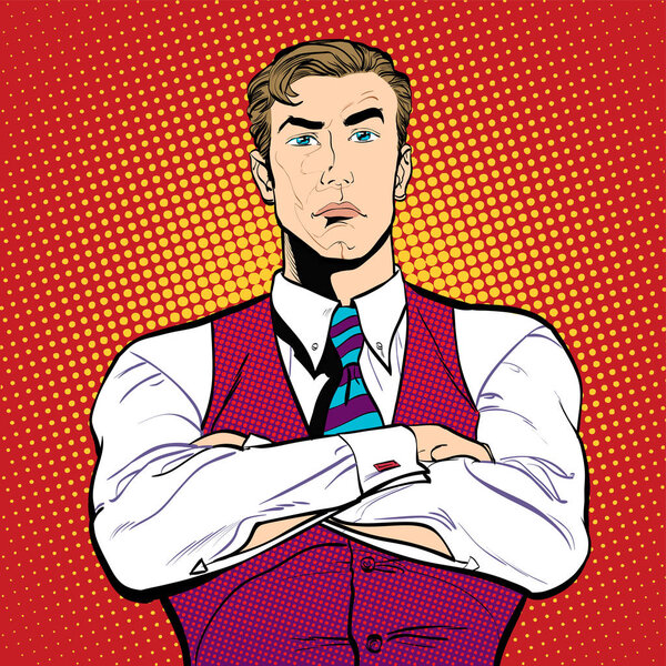 A businessman with hands crossed. Angry businessman. Angry men.