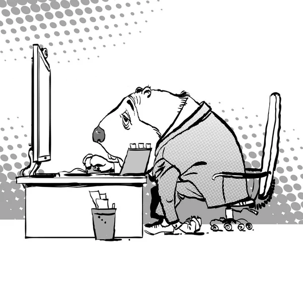 Feliz Dia da Marmota. Cartas de saudação. Sentado Sad Groundhog — Vetor de Stock
