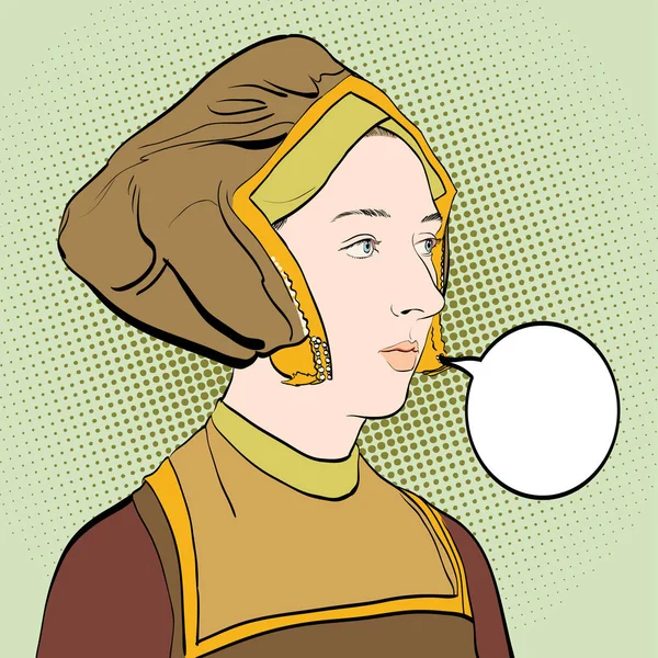 Dames portrate. Lady in middeleeuwse kleding. Middeleeuwse legende. Middeleeuwse vrouw. — Stockvector