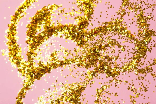Pembe Bir Arka Plan Üzerinde Altın Glitter Bokeh Yakın Çekim — Stok fotoğraf