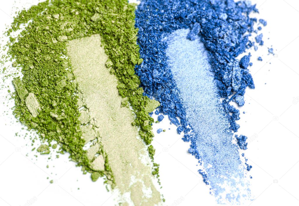 Green and blue Eye shadow set isolated on white