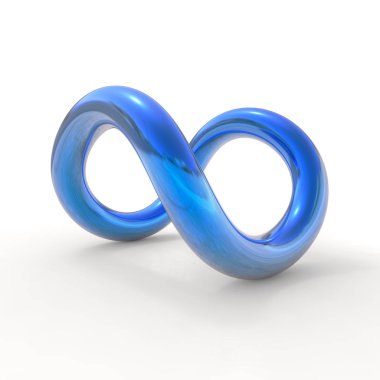 Mavi sonsuzluk simgesi 3D çizimi 