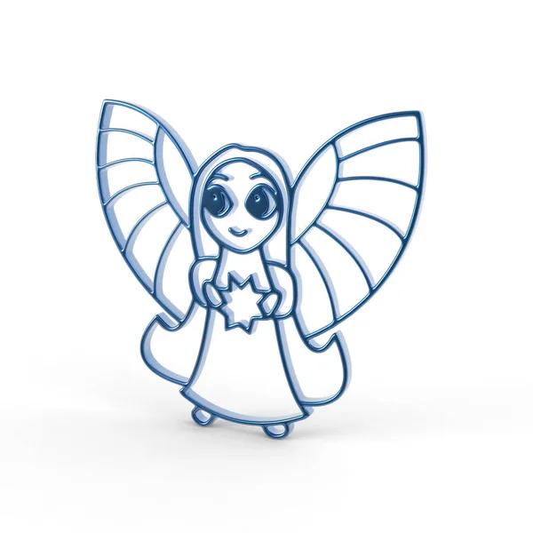 3D ilustracja niebieski anioł z gwiazdą na białym tle — Zdjęcie stockowe