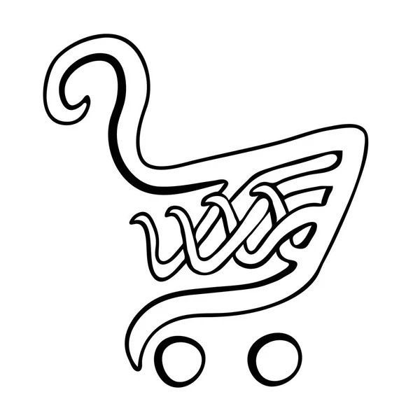 Vector illustration of Celtic style shopping cart black and white — Stock Vector