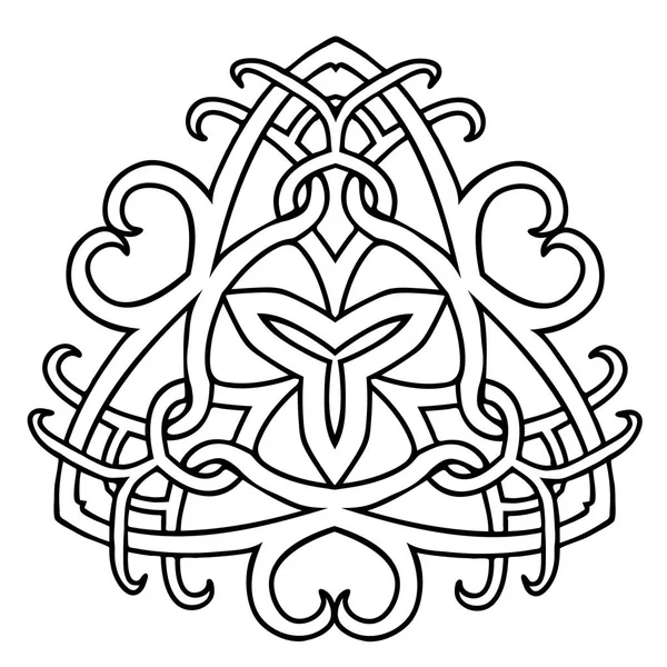 Ilustração vetorial do símbolo de trindade estilo fantasia celta preto e branco — Vetor de Stock