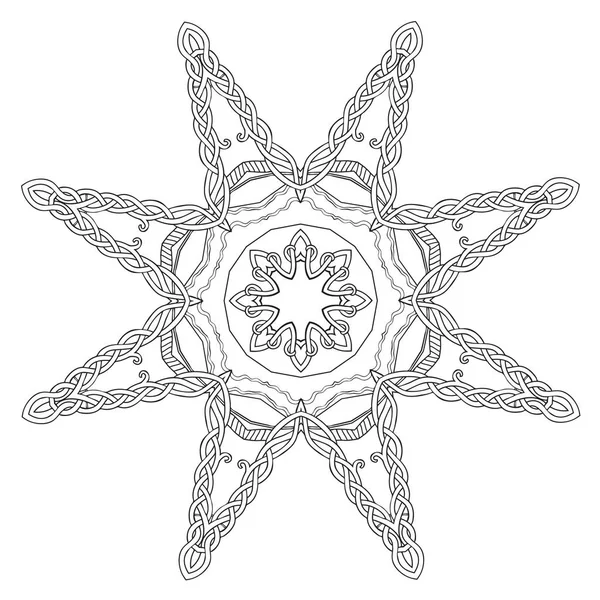 Vector illustration of eight rays Celtic knot ornament star mandala black and white — Stock Vector