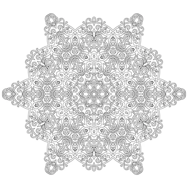 Kelta knot stílus színezés könyv mandala fekete-fehér illusztráció vektor — Stock Vector