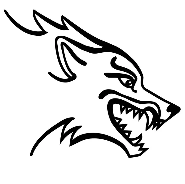 Illustration vectorielle de tête de loup noir et blanc — Image vectorielle