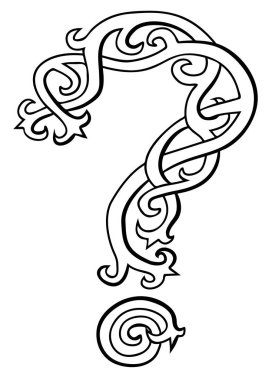 Vector illustration of question mark Celtic style black and white  clipart