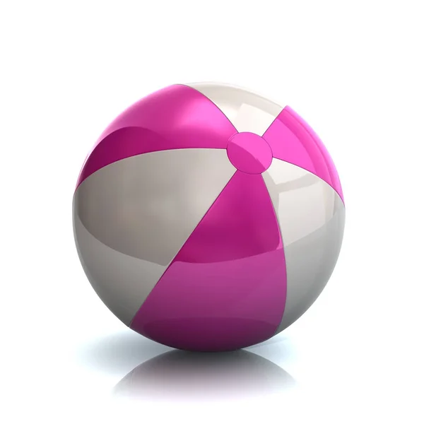 3D illustration purple and white  beach ball — Stock Photo, Image