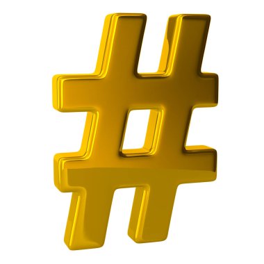 3D illüstrasyon altın hashtag işareti