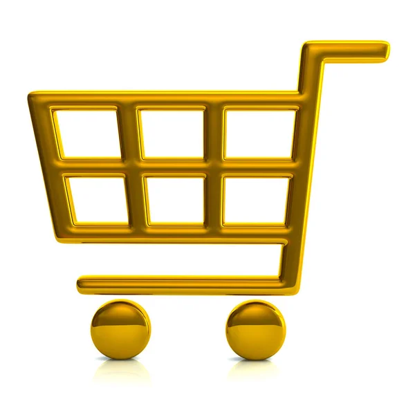 3D illustration gold shopping cart concept — Stock Photo, Image
