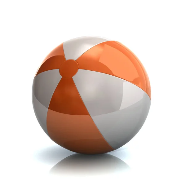 3D illustration orange and white beach ball — Stock Photo, Image