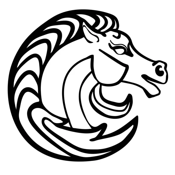 Tatuaggio logo testa di cavallo illustrazione vettoriale in bianco e nero — Vettoriale Stock