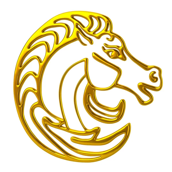Ілюстрація Золота Королівська Голова Коня Логотип — стокове фото