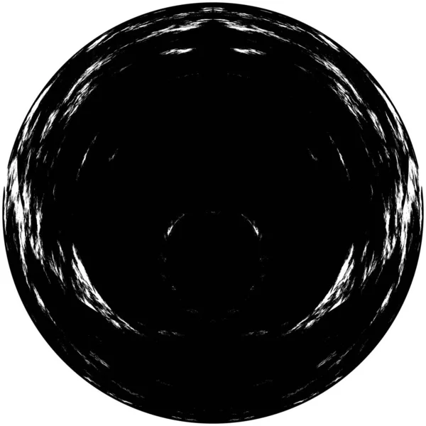 黑白圆曲柄叠置元件 圆形图案 困难的纹理背拉 肮脏的复古单色矢量图解背景 刷子笔划模板 — 图库照片