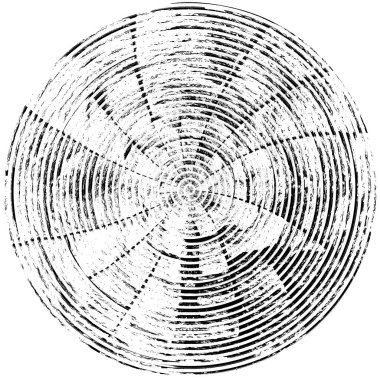 Siyah-Beyaz Grunge Üst üste bindirme elementi. Daire şekli, logo, rozet, etiket, simge. Soyut Tehlike Doku Arkaplanı. Kirli Vintage Monochrome Vektör İllüstrasyon Arkaplanı. Fırça Vuruşları Şablonu