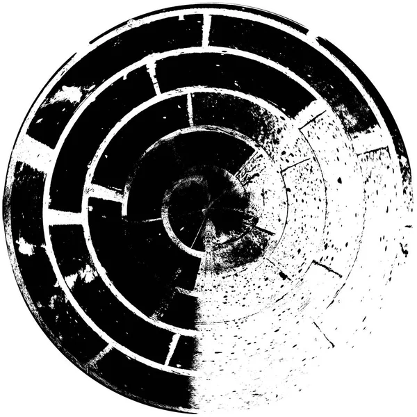 Svart Vit Rund Grunge Overlay Element Cirkelmönster Logotyp Bricka Etikett — Stockfoto