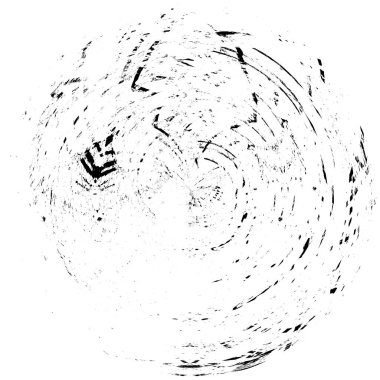 Siyah-Beyaz Grunge Üst üste bindirme elementi. Daire şekli, logo, rozet, etiket, simge. Soyut Tehlike Doku Arkaplanı. Kirli Vintage Monokrom