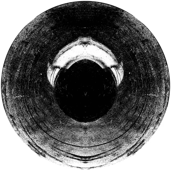 黑白圆曲柄叠置元件 圆形图案 困难的纹理背拉 肮脏的复古单色 — 图库照片