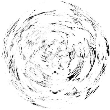 Siyah-Beyaz Grunge Üst üste bindirme elementi. Daire şekli, logo, rozet, etiket, simge. Soyut Tehlike Doku Arkaplanı. Kirli Vintage Monokrom