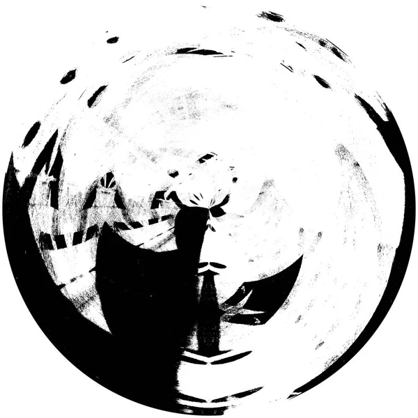 Élément Superposition Grunge Rond Noir Blanc Modèle Cercle Logo Insigne — Photo