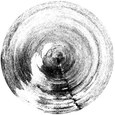 Siyah-Beyaz Grunge Üst üste bindirme elementi. Daire şekli, logo, rozet, etiket, simge. Soyut Tehlike Doku Arkaplanı. Kirli Vintage Monochrome Vektör İllüstrasyon Arkaplanı. Fırça Vuruşları Şablonu