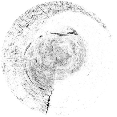 Siyah-Beyaz Grunge Üst üste bindirme elementi. Daire şekli, logo, rozet, etiket, simge. Soyut Tehlike Doku Arkaplanı. Kirli Vintage Monochrome Vektör İllüstrasyon Arkaplanı. Fırça Vuruşları Şablonu