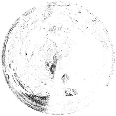 Siyah-Beyaz Grunge Üst üste bindirme elementi. Daire şekli, logo, rozet, etiket, simge. Soyut Tehlike Doku Arkaplanı. Kirli Vintage Monochrome Vektör İllüstrasyon Arkaplanı. Fırça Vuruşları Şablonu